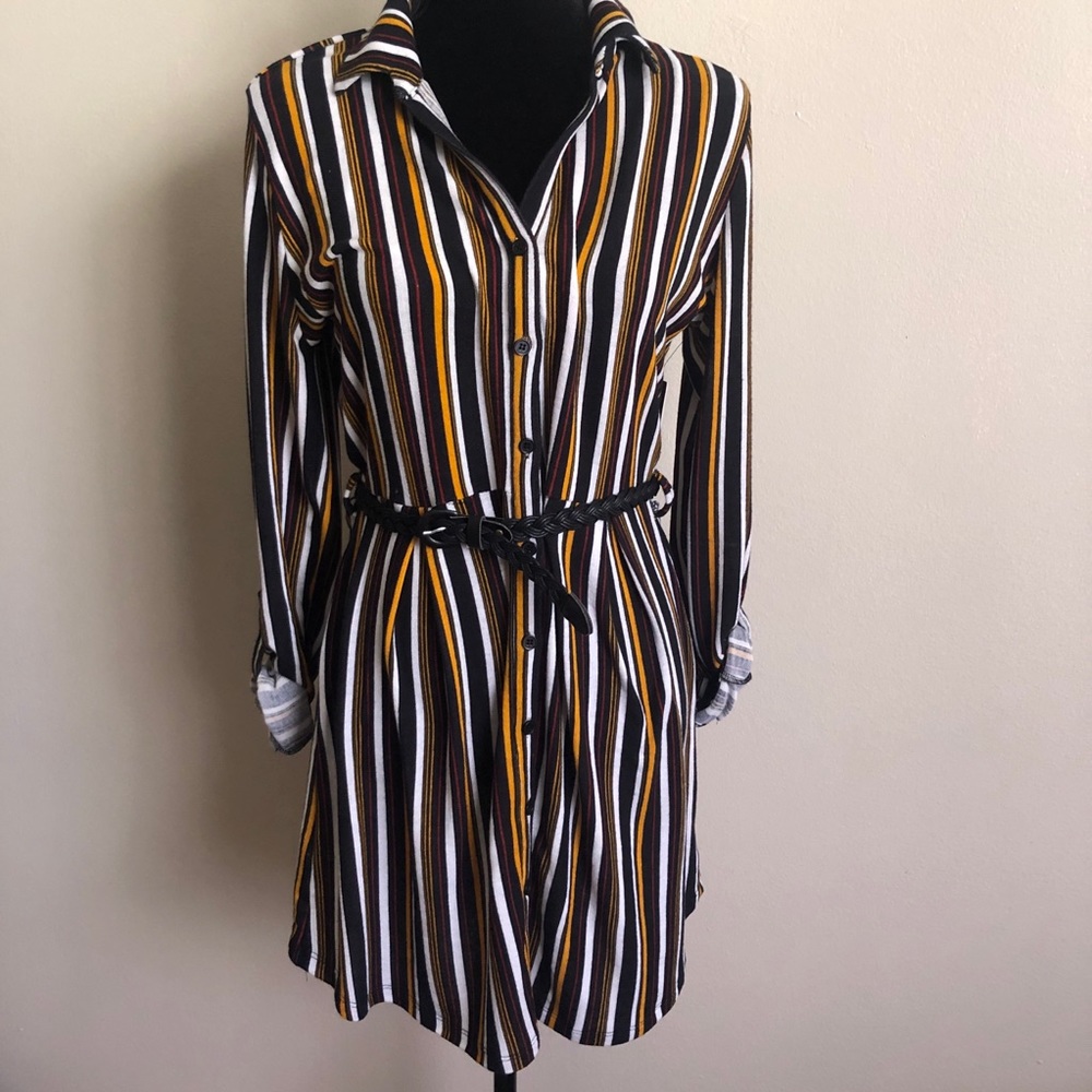 New striped dress with belt size M